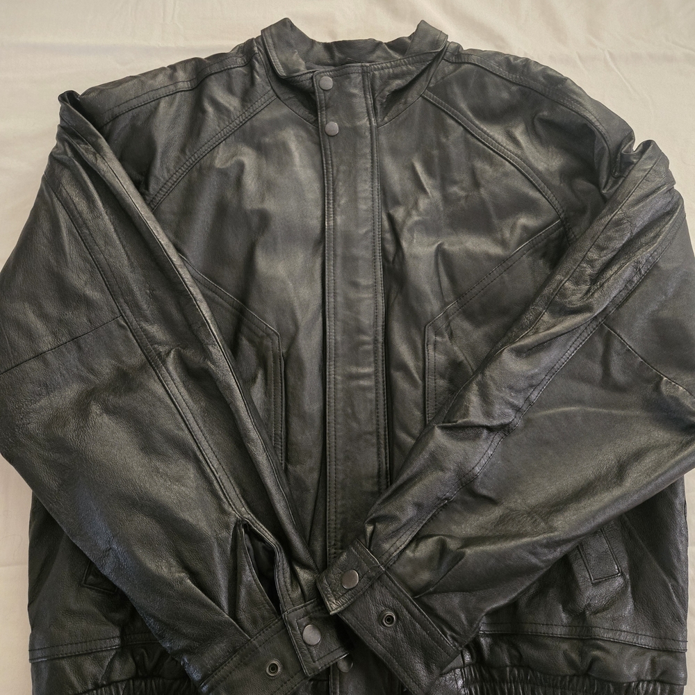 VTG John Ashford Men's Black Leather Jacket Size Med